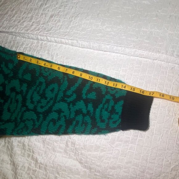 Vtg Green & Black Mohair Wool Blend Cardigan Sweater With Single Button Closure - Picture 9 of 9